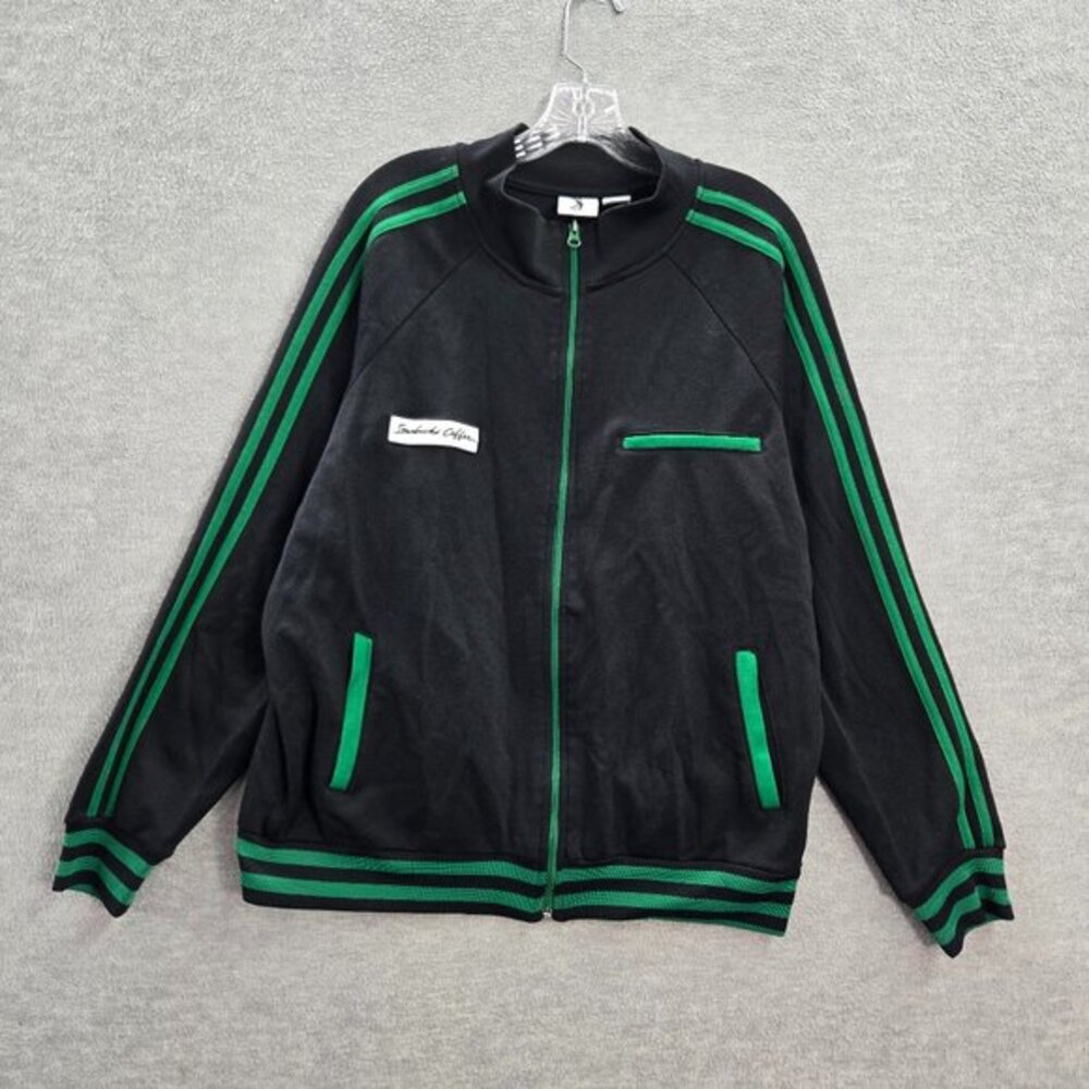 VINTAGE Starbucks Coffee Men Track Jacket Large Black Pockets‎ Full Zip Y2K